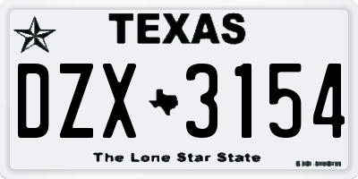 TX license plate DZX3154