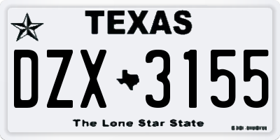 TX license plate DZX3155