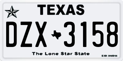 TX license plate DZX3158