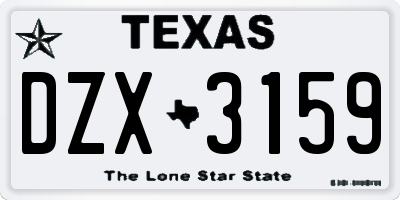 TX license plate DZX3159