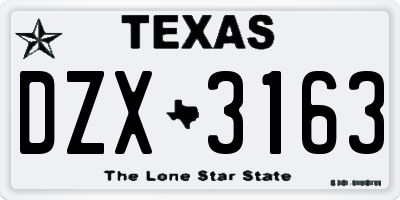 TX license plate DZX3163