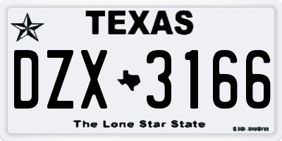 TX license plate DZX3166