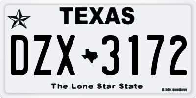TX license plate DZX3172