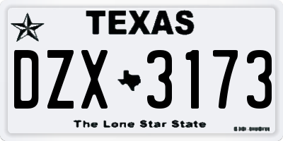 TX license plate DZX3173