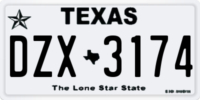 TX license plate DZX3174