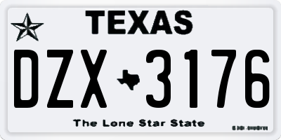 TX license plate DZX3176