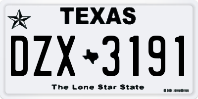 TX license plate DZX3191