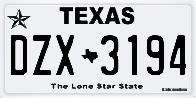 TX license plate DZX3194