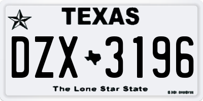 TX license plate DZX3196