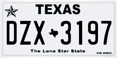 TX license plate DZX3197