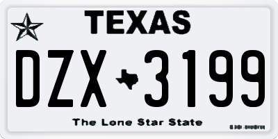 TX license plate DZX3199