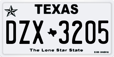 TX license plate DZX3205