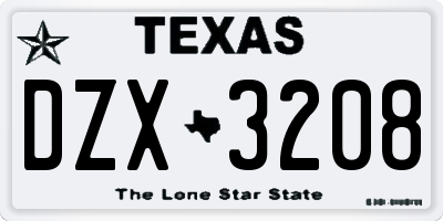 TX license plate DZX3208