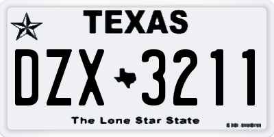 TX license plate DZX3211