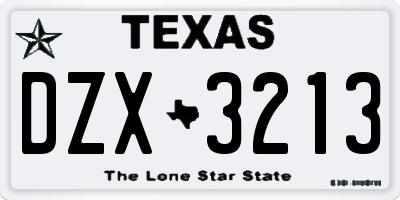 TX license plate DZX3213