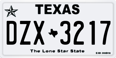 TX license plate DZX3217