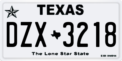 TX license plate DZX3218