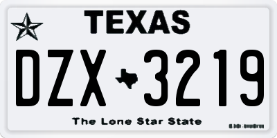 TX license plate DZX3219