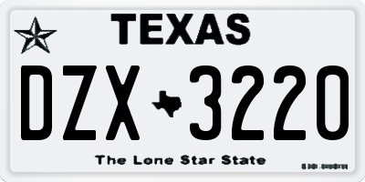 TX license plate DZX3220