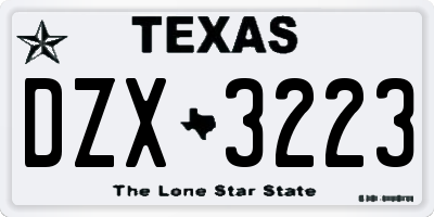 TX license plate DZX3223
