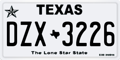 TX license plate DZX3226