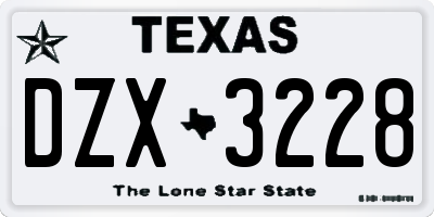TX license plate DZX3228