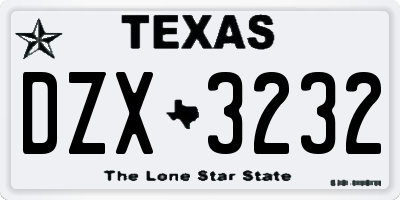 TX license plate DZX3232