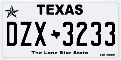 TX license plate DZX3233