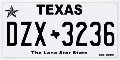 TX license plate DZX3236