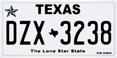 TX license plate DZX3238