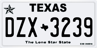 TX license plate DZX3239