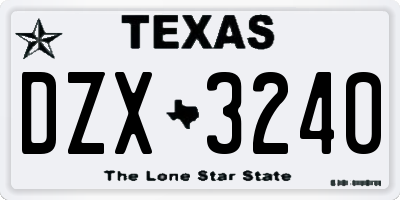 TX license plate DZX3240