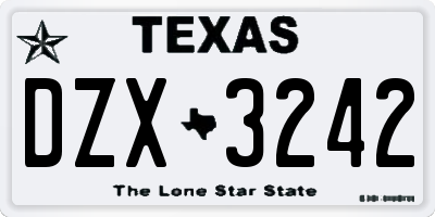 TX license plate DZX3242