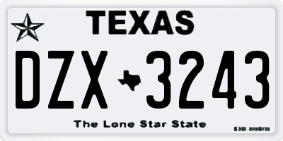 TX license plate DZX3243