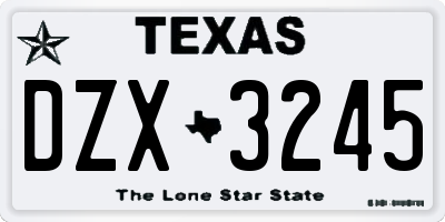 TX license plate DZX3245