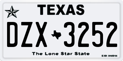 TX license plate DZX3252