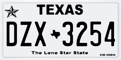 TX license plate DZX3254