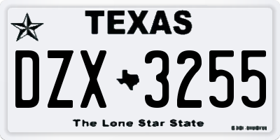 TX license plate DZX3255