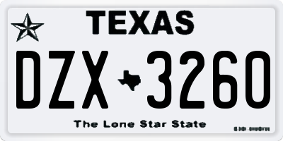 TX license plate DZX3260
