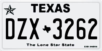 TX license plate DZX3262