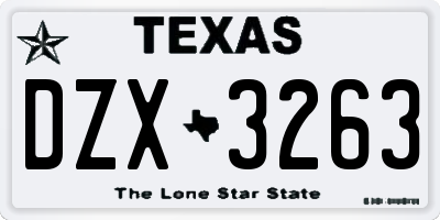 TX license plate DZX3263
