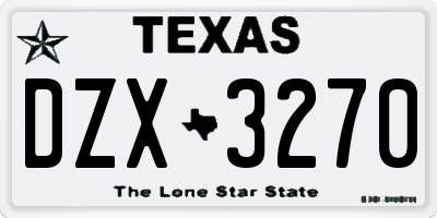 TX license plate DZX3270