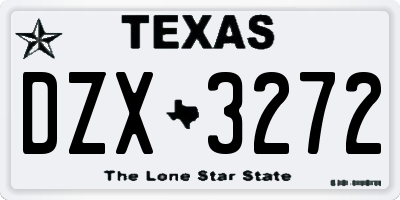 TX license plate DZX3272