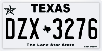 TX license plate DZX3276