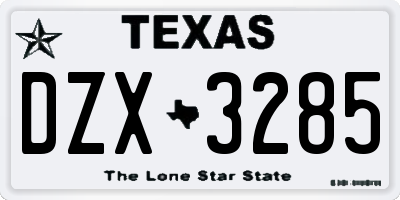 TX license plate DZX3285