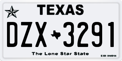 TX license plate DZX3291