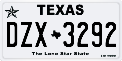 TX license plate DZX3292
