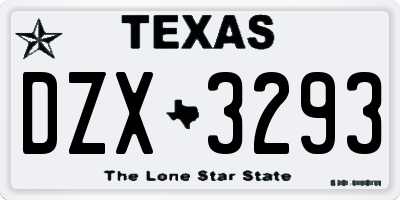 TX license plate DZX3293