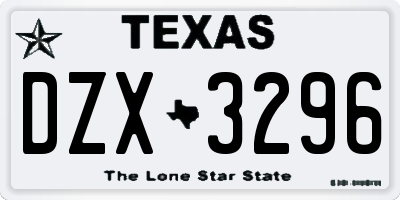 TX license plate DZX3296