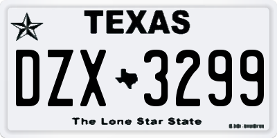 TX license plate DZX3299